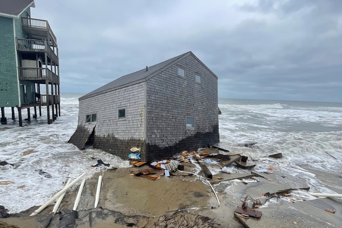 Another beachfront stilt house collapses into the surf on the Outer Banks