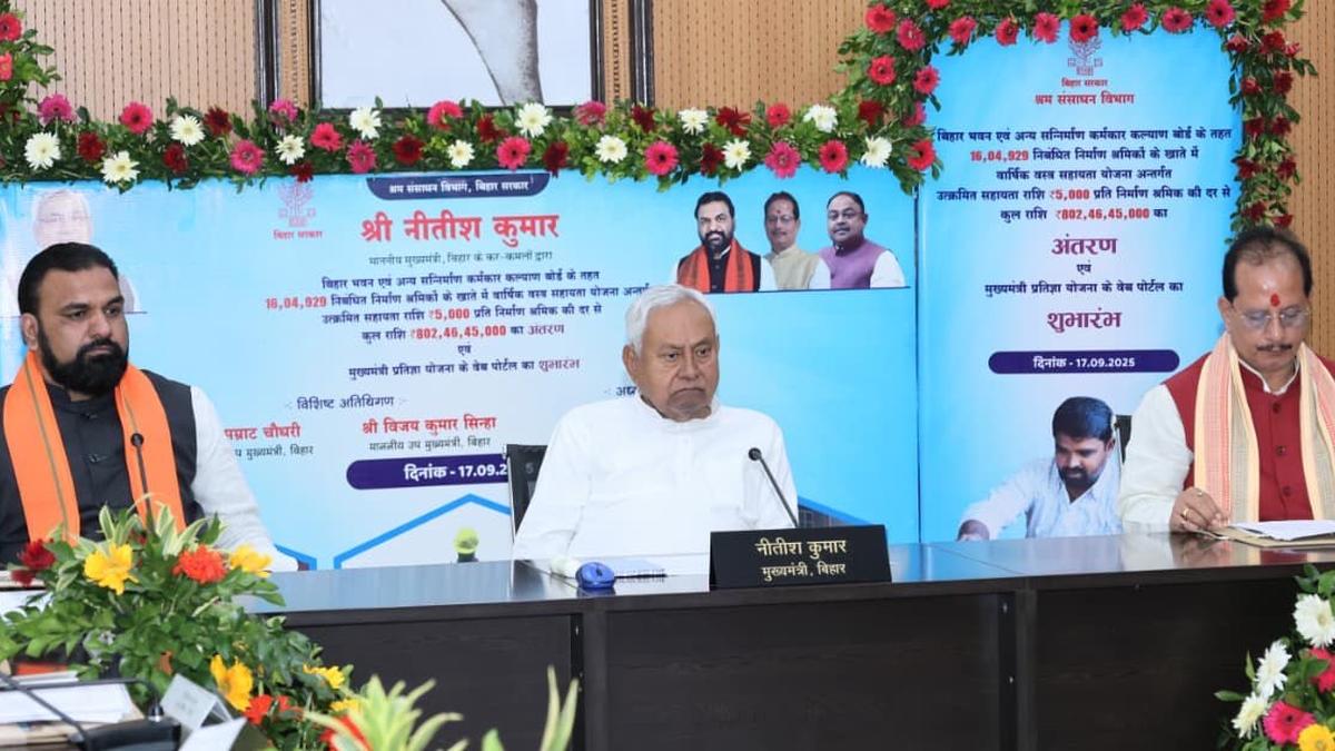 Bihar CM Nitish Kumar transfers ₹802.46 crore to construction workers