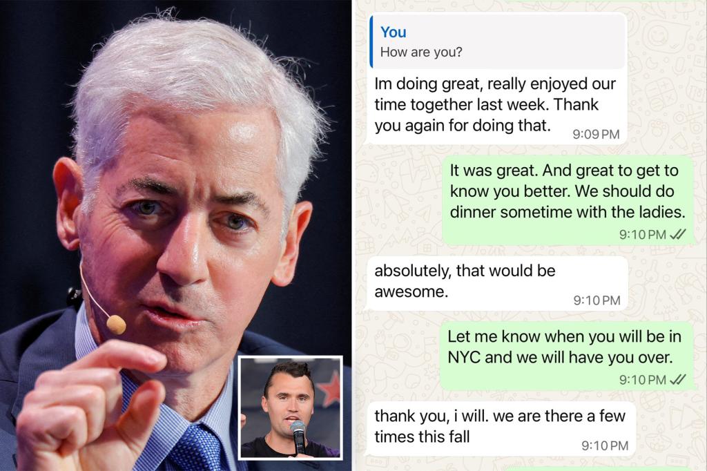 Bill Ackman shares text messages with Charlie Kirk 'to dispel'...