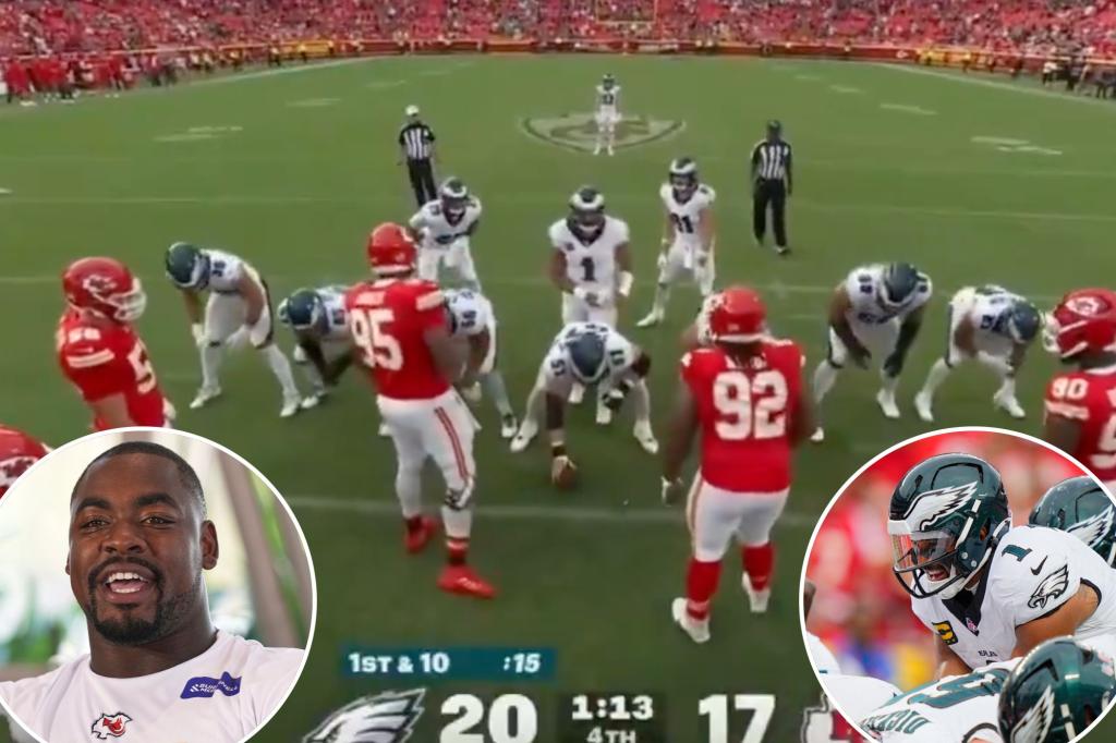 Chris Jones-Jalen Hurts heated trash talk caught on hot mic as Eagles...