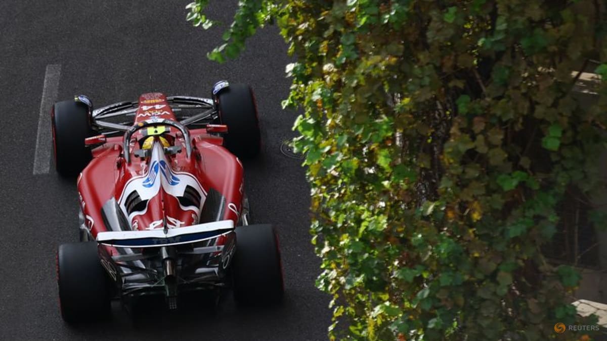 Hamilton leads Ferrari one-two in Baku practice, Norris hits wall