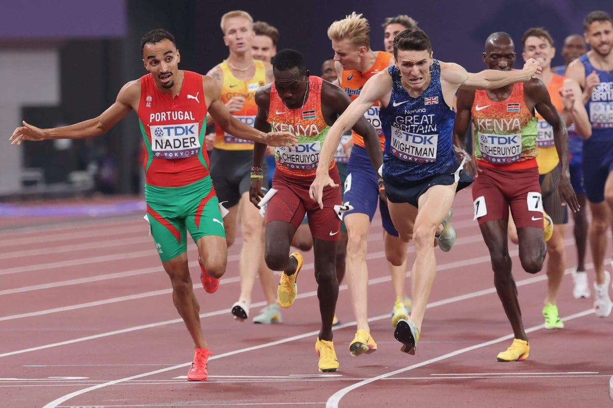 In thrilling 1,500-meter final at worlds, Isaac Nader edges Jake Wightman for gold
