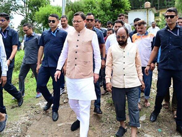 India News | Chamoli Cloudburst: Uttarakhand CM Dhami Visits, Takes Stock of Disaster-affected Areas of   Tharali | LatestLY