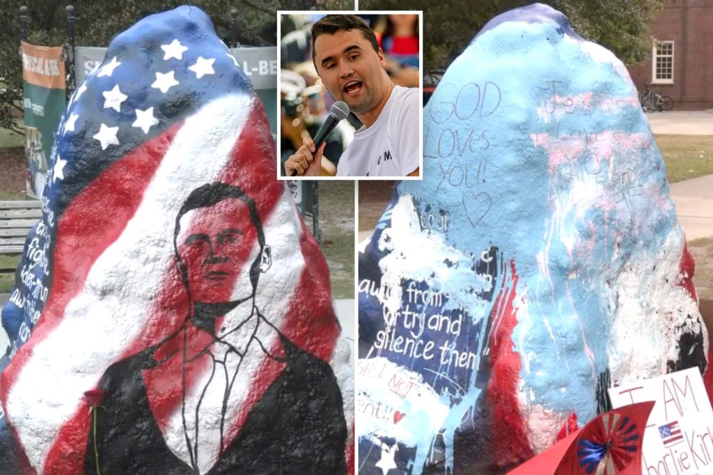 Lefty University of North Carolina students paint over Charlie Kirk...