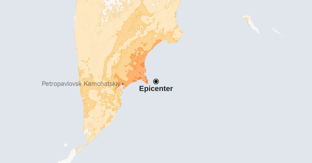 Map: 7.8-Magnitude Earthquake 7.8 Off Russia Prompts Tsunami Advisory in Alaska