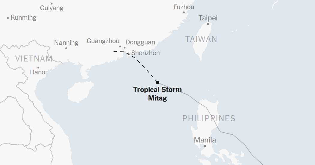 Maps: Tracking Tropical Storm Mitag
