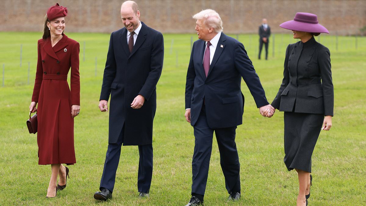 Moment Prince William makes a joke with President Trump