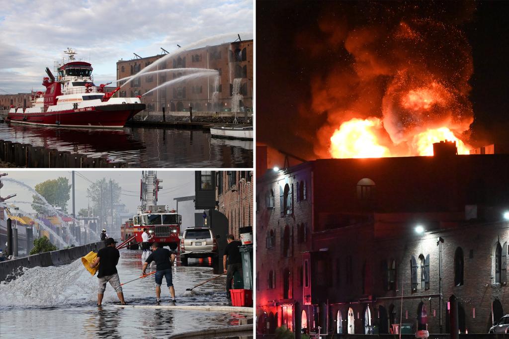 NYC warehouse built in 1870 gutted by fire as drones, fire boats and...