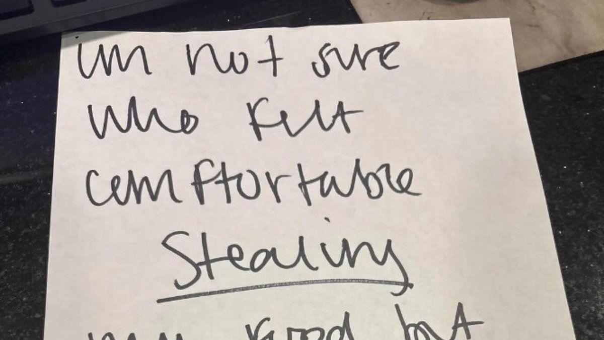 Office worker leaves 'unhinged' note after a colleague stole her lunch