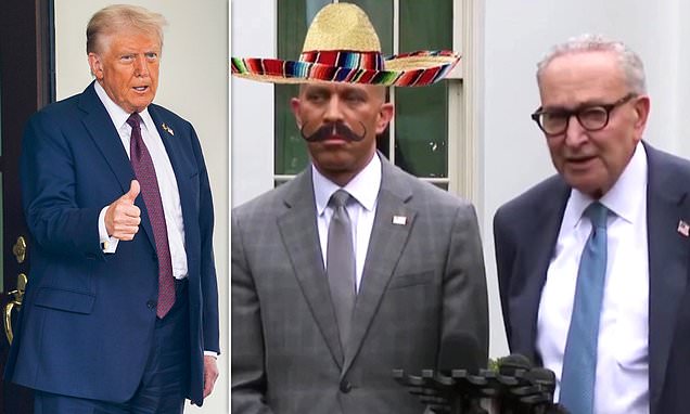 Trump shares AI video of Schumer and sombrero-wearing Hakeem Jeffries