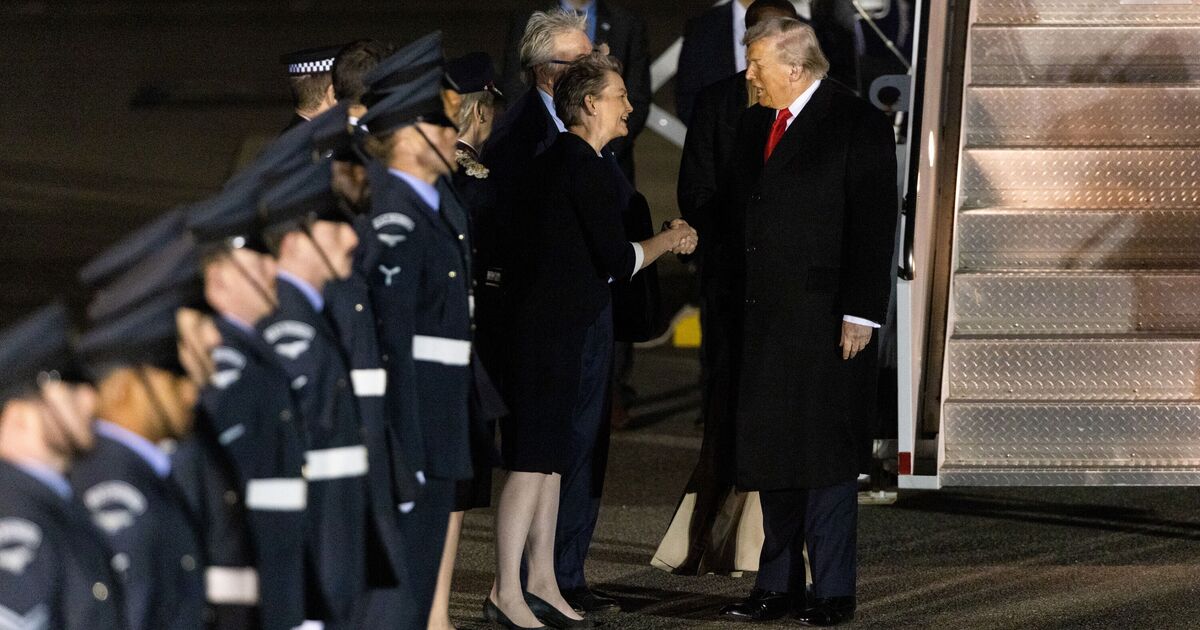 Yvette Cooper slammed for hypocrisy after awkward handshake with Trump