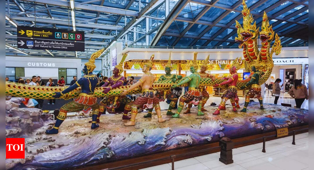 Stunning pictures of Bangkok International Airport with massive statue of Samudra Manthan | - The Times of India