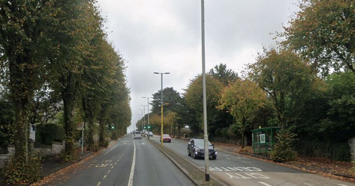 Car crashes into bus stop and blocks road