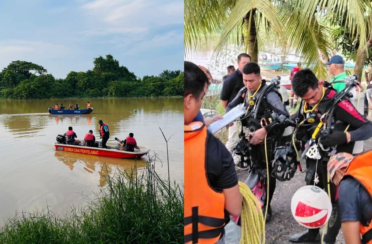 Rescue ongoing for trapped driver after car plunged into Sungai Panchor