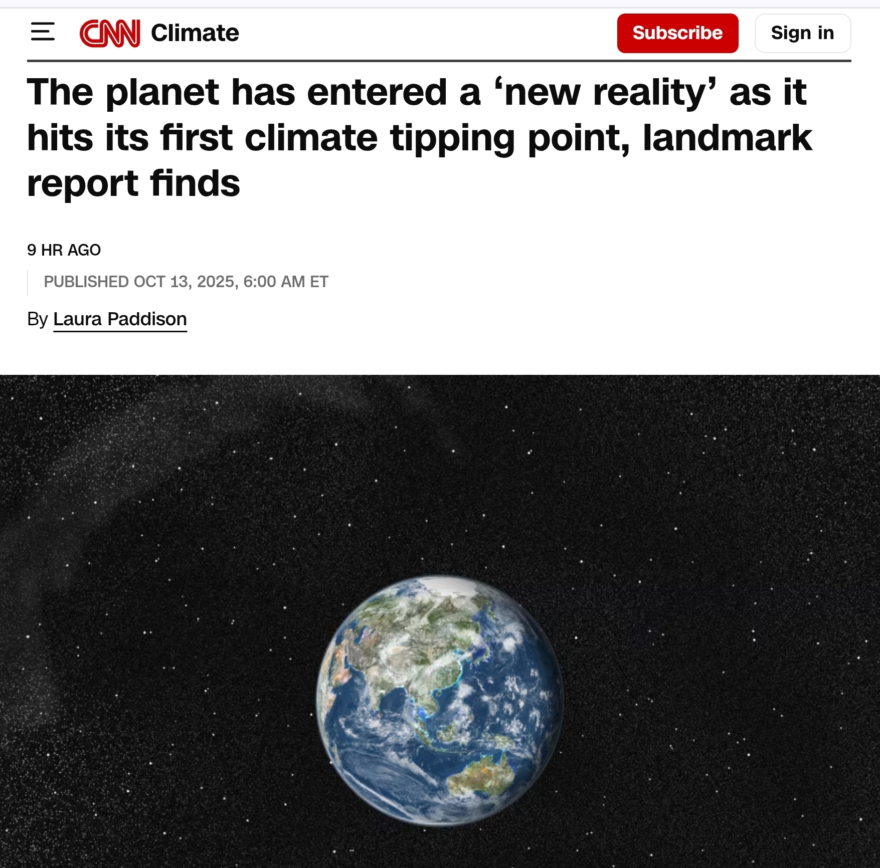 CNN: Earth 'has entered a 'new reality' as it hits its first climate tipping point, report finds' - 'Grim situation...unless we act decisively now' - 'Devastating consequences for people & nature'