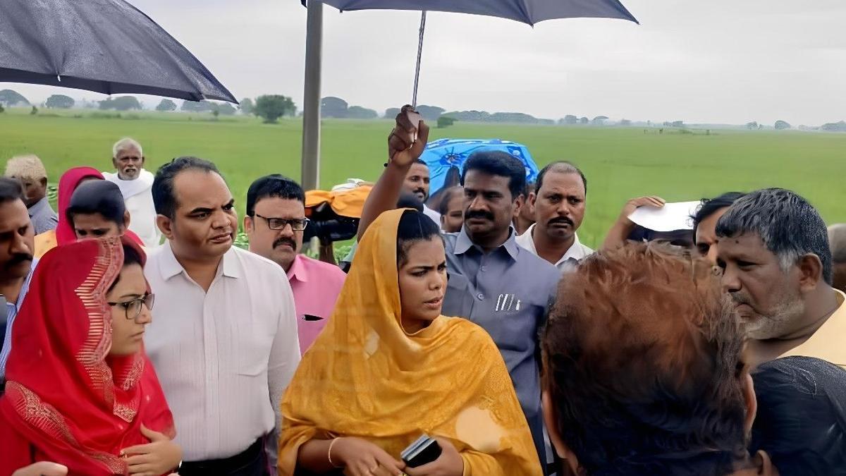 Collector Thameem Ansariya inspects areas likely to be affected by Cyclone Montha in Tenali division