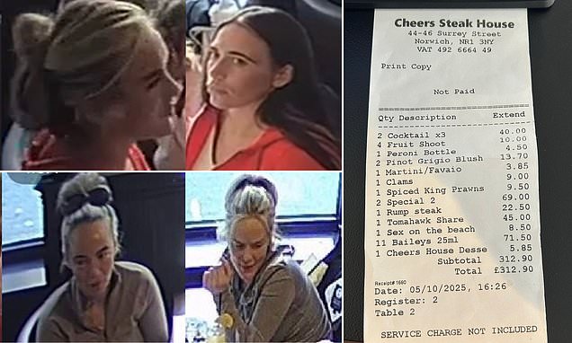 Revealed: What dine-and-dashers spent £312 before fleeing
