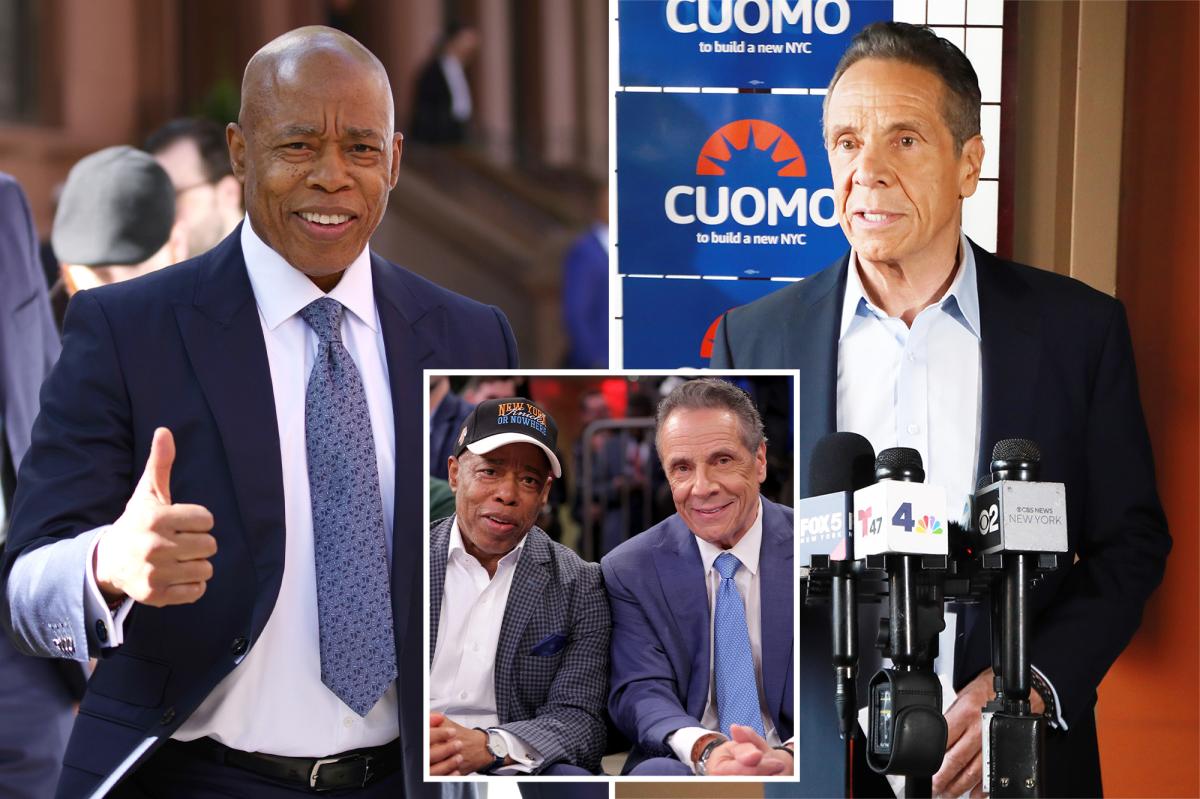 Eric Adams will endorse Andrew Cuomo for NYC mayor