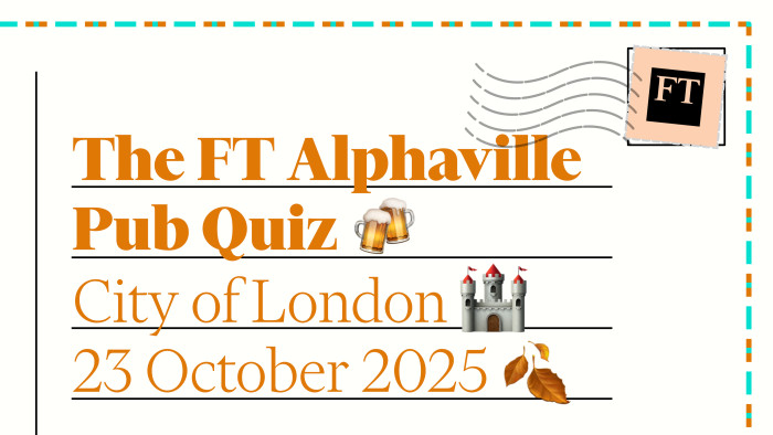 The FT Alphaville Pub Quiz returns to London on October 23. Here's how to get tickets