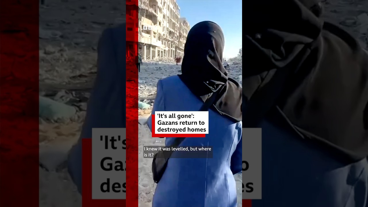 It's all gone": Gazans return to destroyed homes. #Israel #Gaza #BBCNews