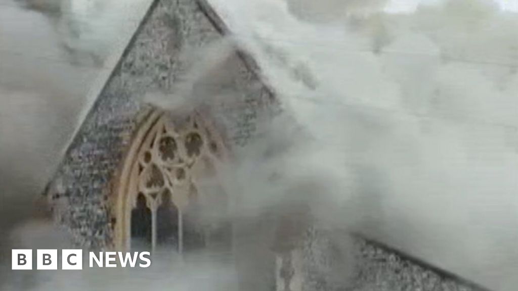 Video shows Harleston church engulfed in thick smoke and flames