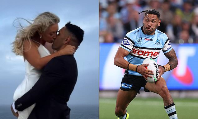 Footy star marries partner in dream wedding after emergency birth