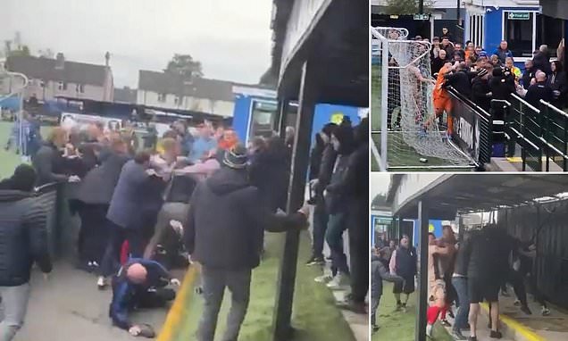 Shocking moment players brawl with FANS in violent scenes