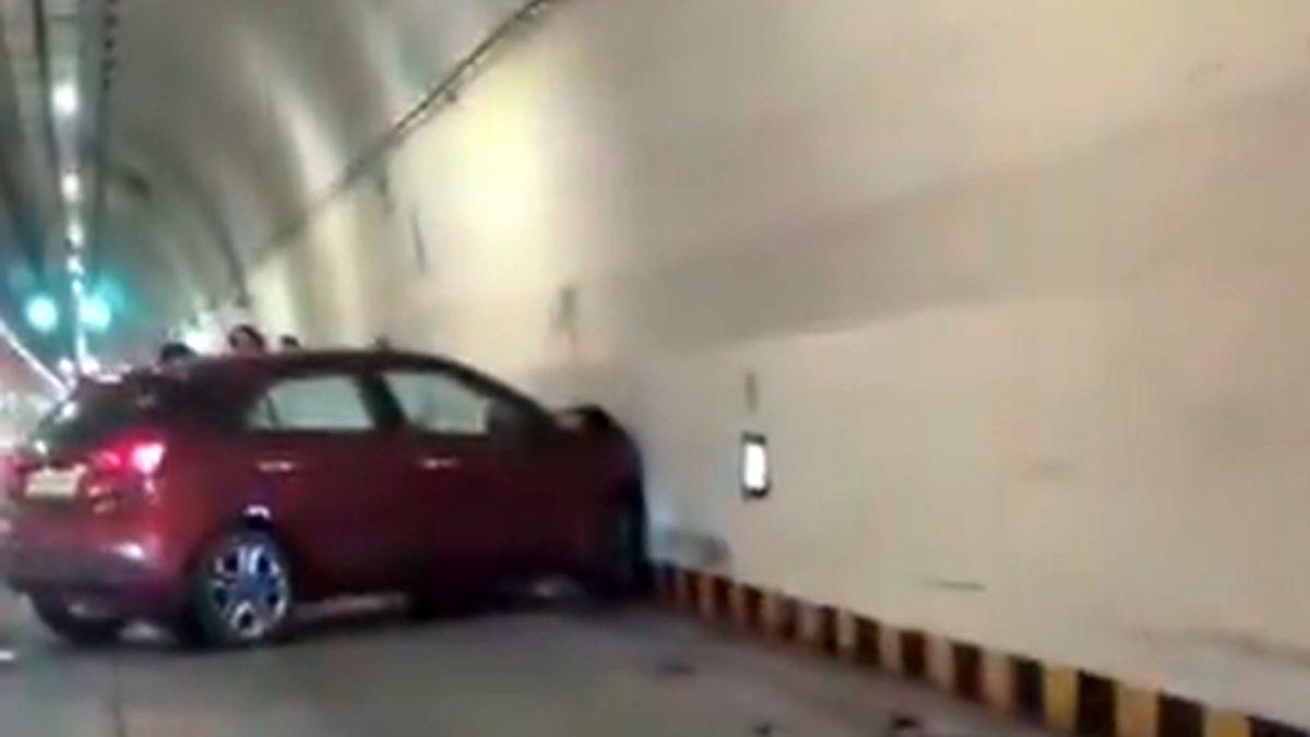 Speeding car crashes in Mumbai coastal road tunnel