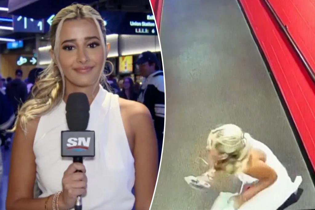 NHL TV reporter completely face-plants during Rangers game in viral...