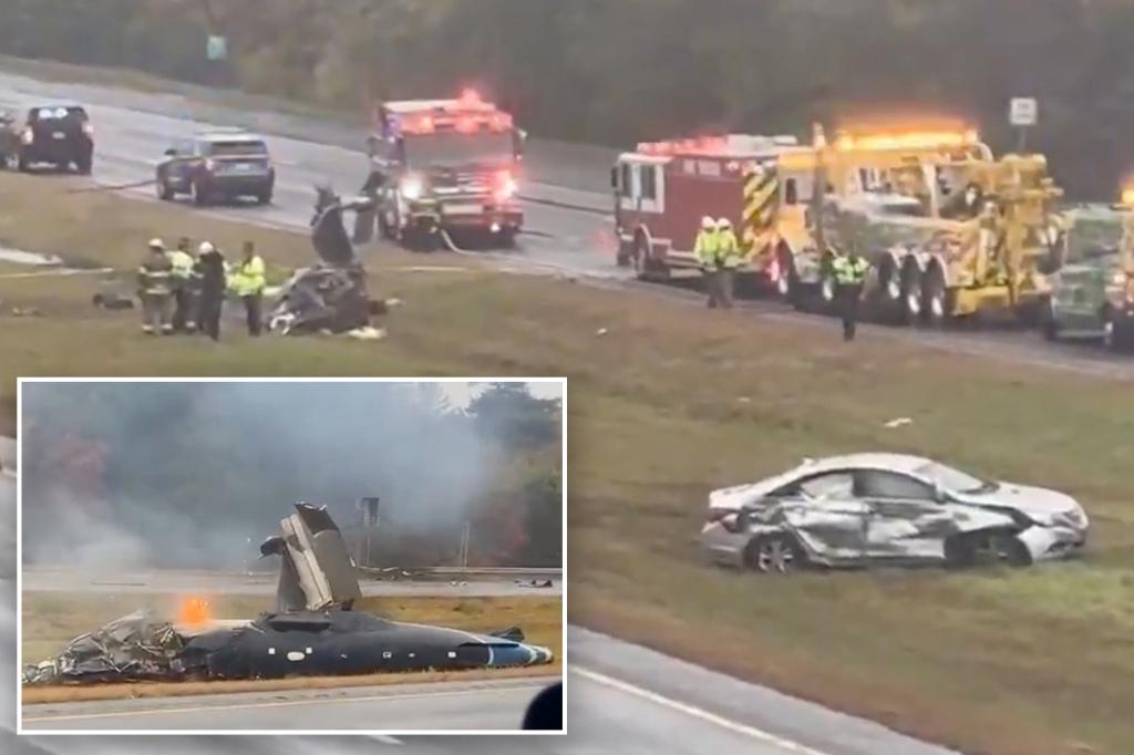 Small plane crashes on I-95 during Massachusetts rush hour, killing 2