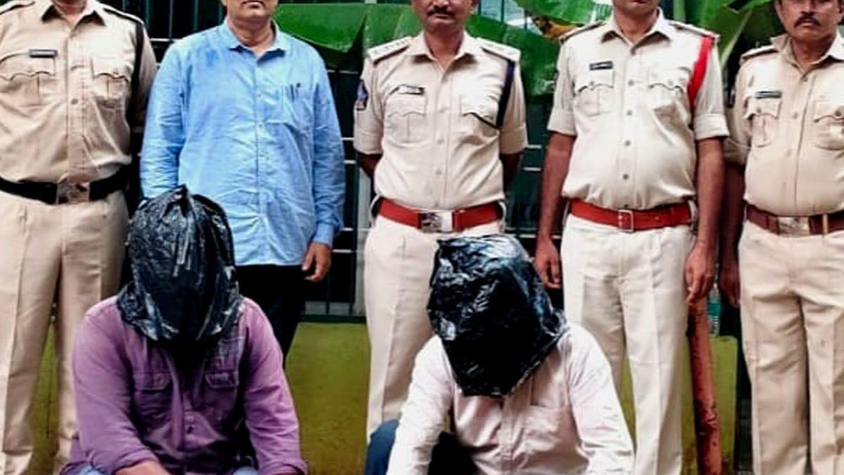 Two red sanders smugglers held, 19 logs seized