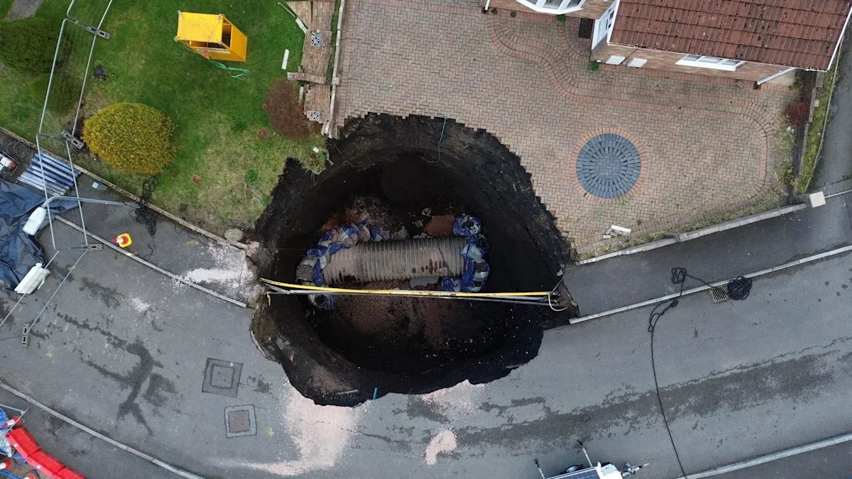 Huge sinkhole on housing estate costs nearly £4m to fix