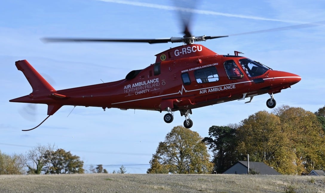 Air ambulance attend scene of two car collision in Armagh