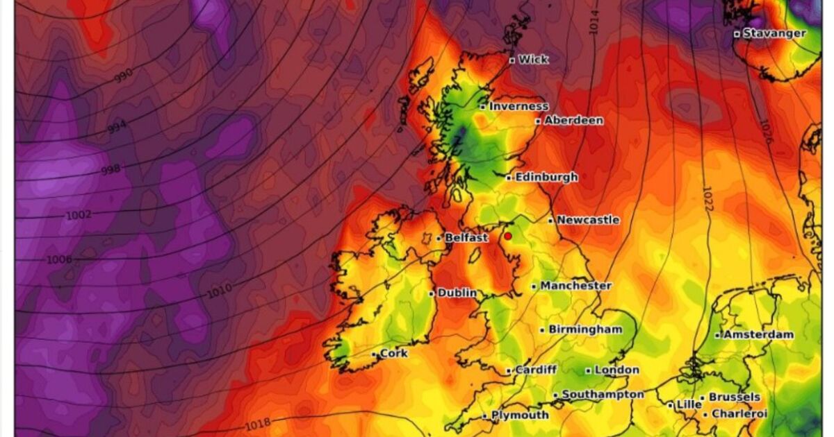 Storm maps turn bright red as UK faces 800-mile rain wall and brutal 62mph winds