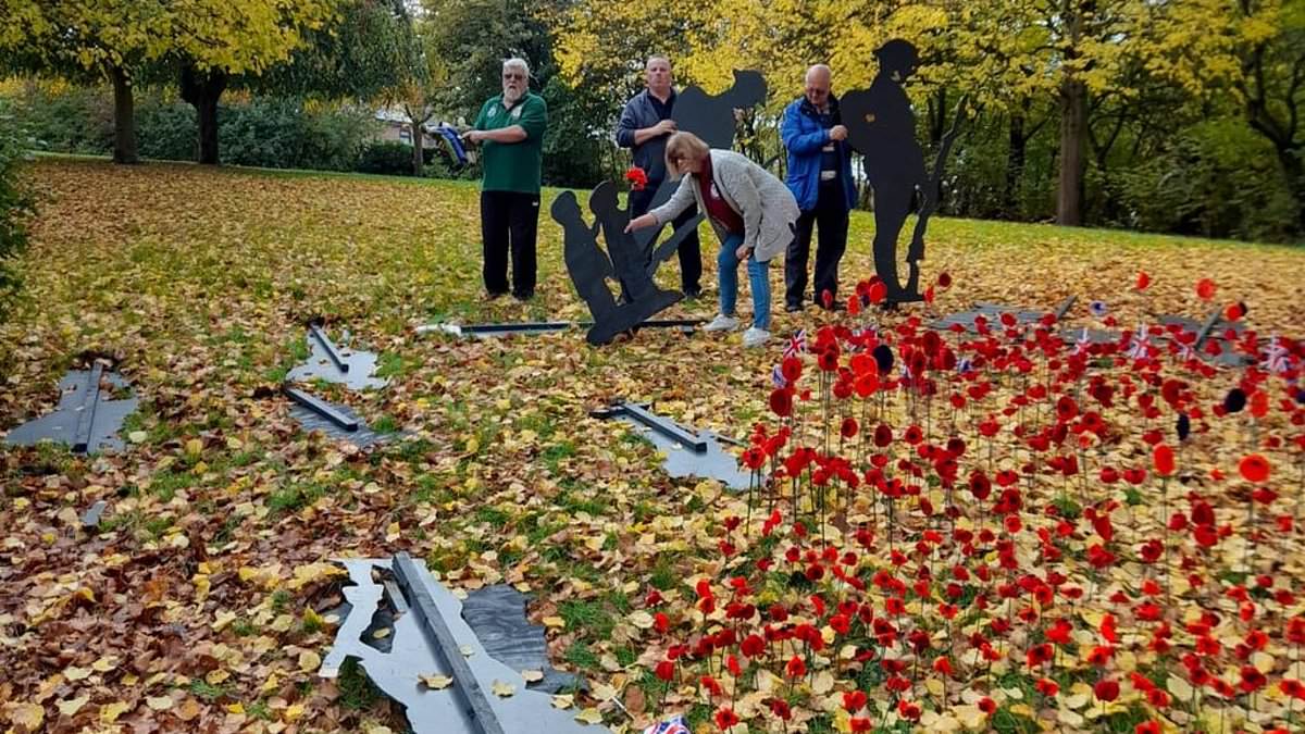 Veterans 'left in tears' after wooden soldier statues snapped in half