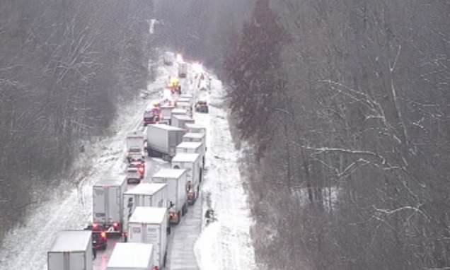 Insane 45-car crash causes huge pile-up as snow blankets the Midwest