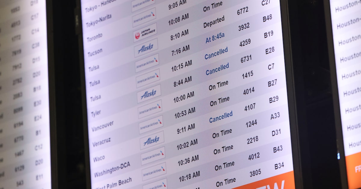 More than 500 flights canceled or delayed at DFW Airport, Love Field