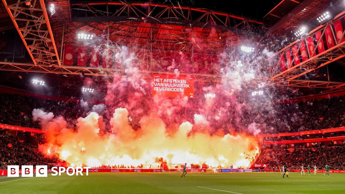 Ajax v Groningen: Amsterdam club criticise 'outrageous' firework display as Eredivisie match with Groningen is abandoned.