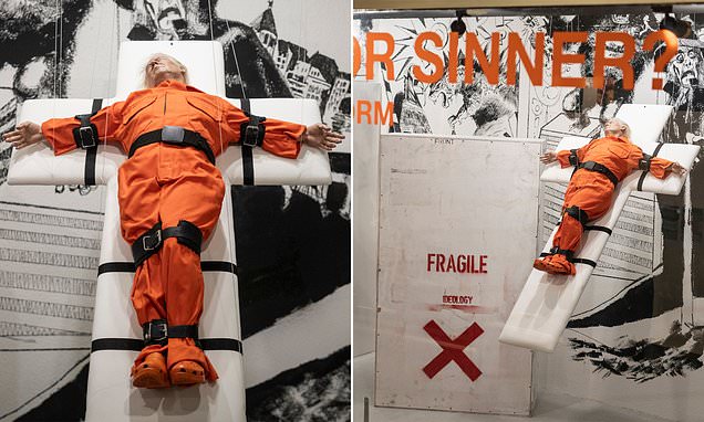 Artist sparks controversy for crucified Donald Trump installation