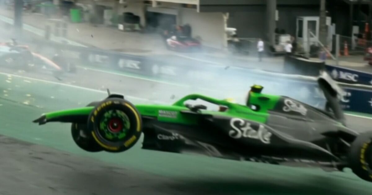 Terrifying Brazilian GP sprint crash as car goes airborne and suffers scary hit