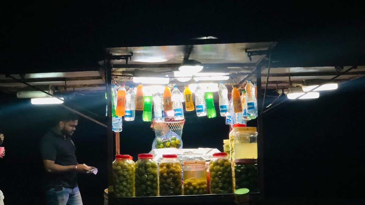 Ice orathi and pickled vegetables at the new food street on Kozhikode beach