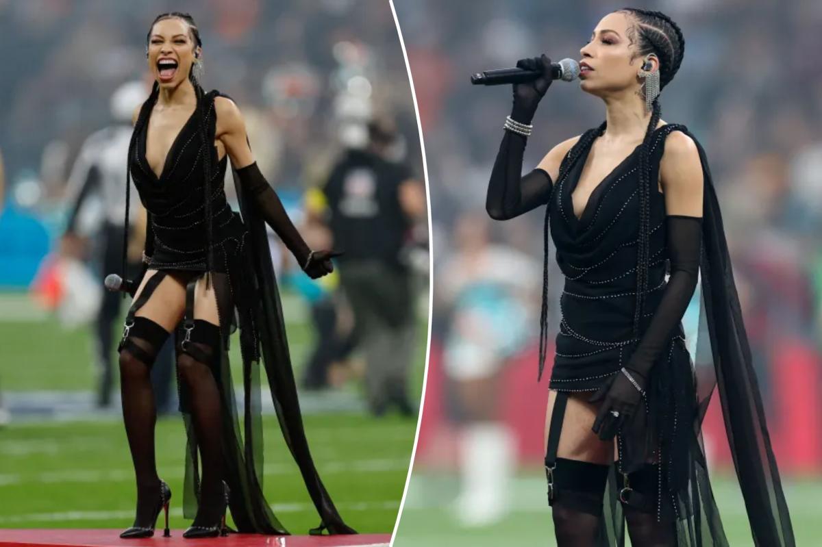 Singer Karina Pasian slammed over outfit during US national anthem at...