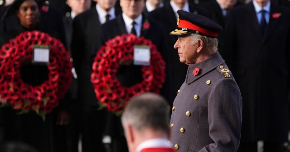 King leads Royal Family at poignant Remembrance Sunday service at the Cenotaph