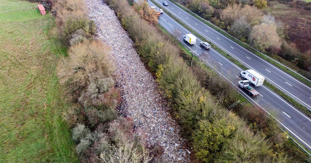 Huge 492ft long illegal waste dump pictured as man arrested