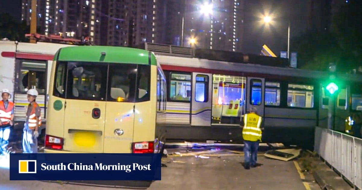 12 hurt, driver arrested after Hong Kong minibus collides with Light Rail train