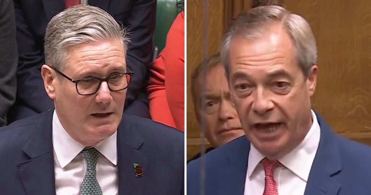 Nigel Farage in furious clash with Keir Starmer at PMQs