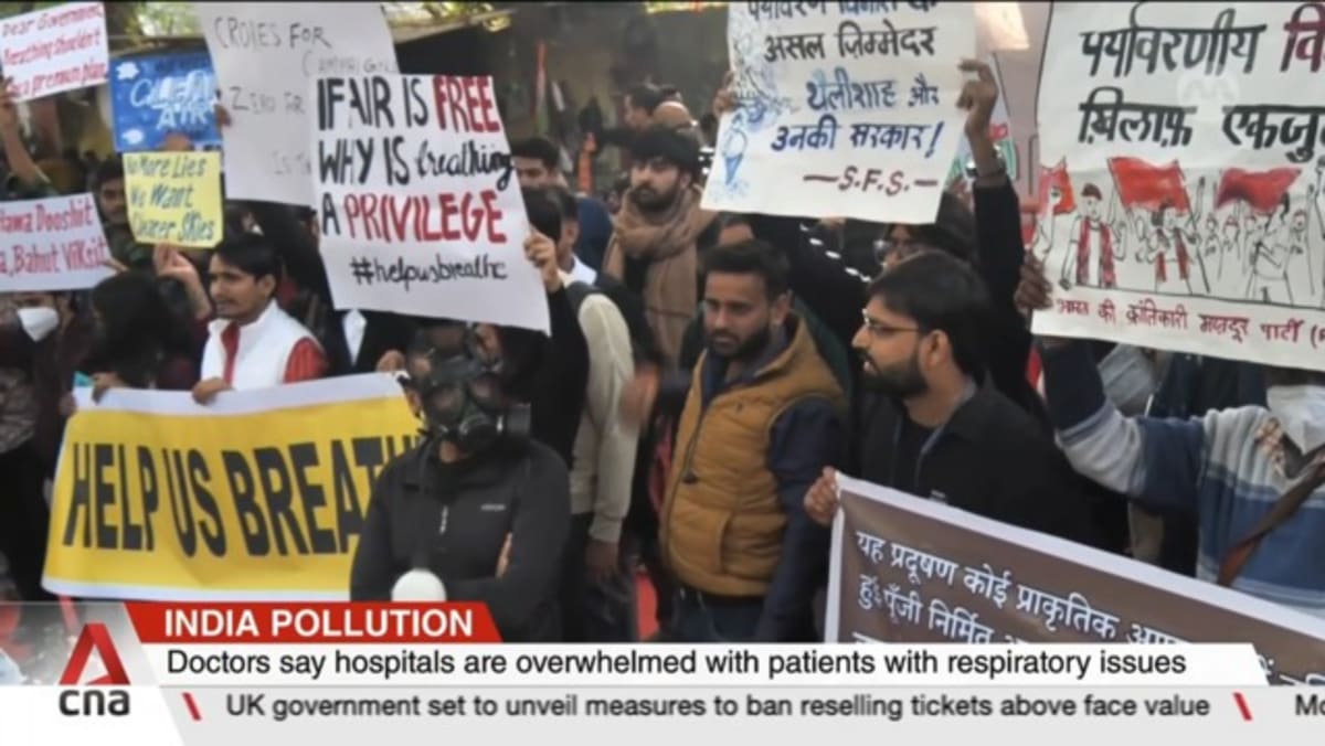 Protesters in New Delhi demand for right to breathe as air quality plunges to 'severe' levels