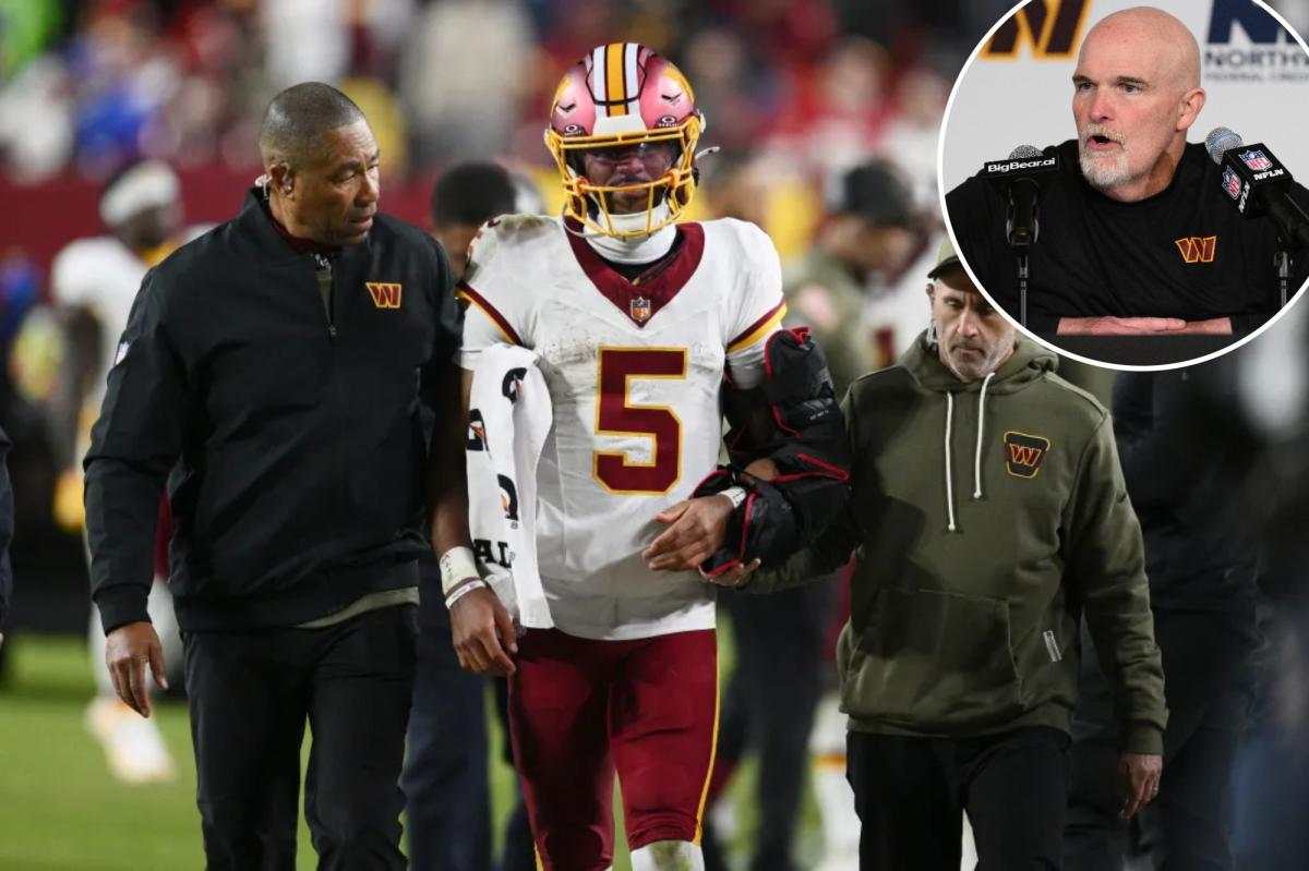 Commanders coach Dan Quinn makes stunning Jayden Daniels injury...