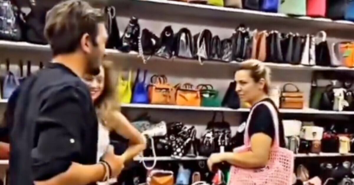 Moment furious shopkeeper chases Russian tourist out of store - 'Glory Ukraine'