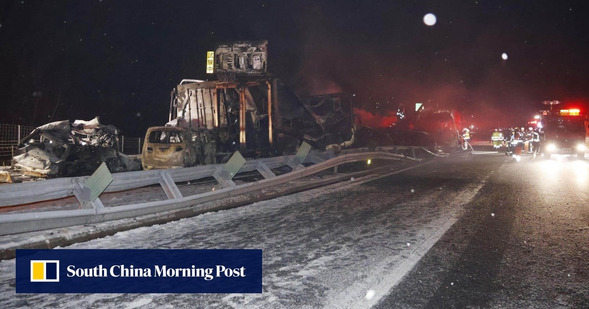 'I feared for my life': 50-vehicle pile-up on icy Japan expressway kills 1